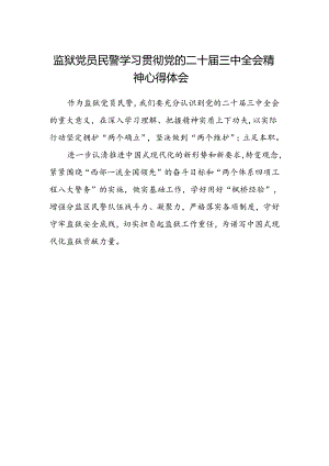 监狱党员民警学习贯彻党的二十届三中全会精神心得体会.docx