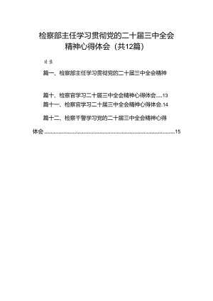 检察部主任学习贯彻党的二十届三中全会精神心得体会12篇供参考.docx