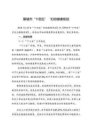 聊城市“十四五”妇幼健康规划.docx