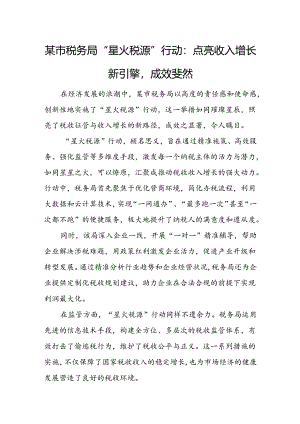 某市税务局“星火税源”行动：点亮收入增长新引擎成效斐然.docx