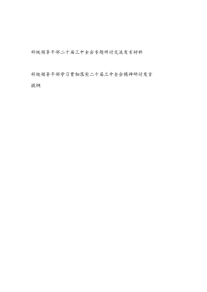 科级领导干部学习贯彻落实二十届三中全会精神研讨发言提纲材料2篇.docx