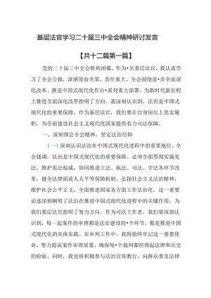 （12篇）基层法官学习二十届三中全会精神研讨发言.docx