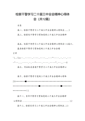 检察干警学习二十届三中全会精神心得体会(精选12篇完整版).docx