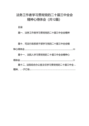 法务工作者学习贯彻党的二十届三中全会精神心得体会12篇（最新版）.docx