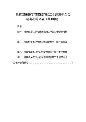 检察部主任学习贯彻党的二十届三中全会精神心得体会(10篇集合).docx