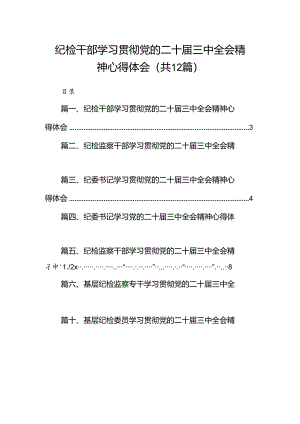 纪检干部学习贯彻党的二十届三中全会精神心得体会(12篇集合).docx