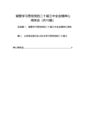 辅警学习贯彻党的二十届三中全会精神心得体会10篇（详细版）.docx