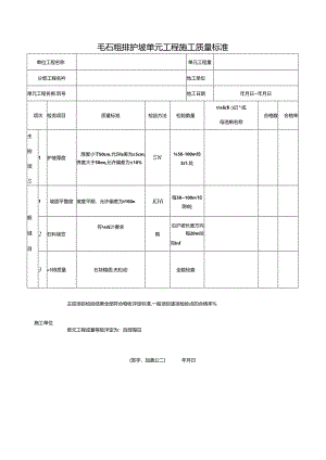 毛石粗排护坡单元工程施工质量标准.docx