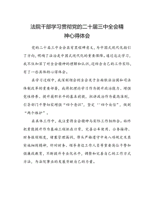 法院干部学习贯彻党的二十届三中全会精神心得体会.docx