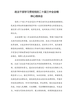 政法干部学习贯彻党的二十届三中全会精神心得体会 .docx