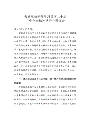 普通党员干部学习贯彻二十届三中全会精神感悟心得体会.docx