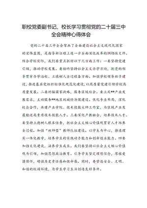 职校党委副书记、校长学习贯彻党的二十届三中全会精神心得体会.docx