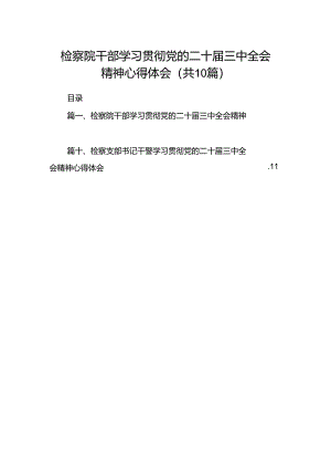 检察院干部学习贯彻党的二十届三中全会精神心得体会（共10篇）.docx