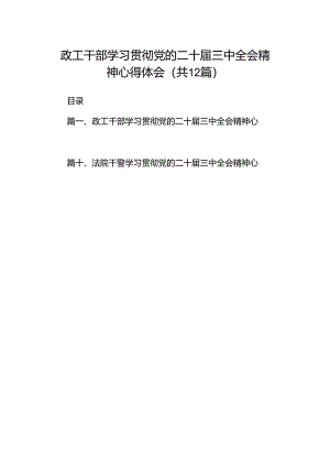政工干部学习贯彻党的二十届三中全会精神心得体会（合计12份）.docx