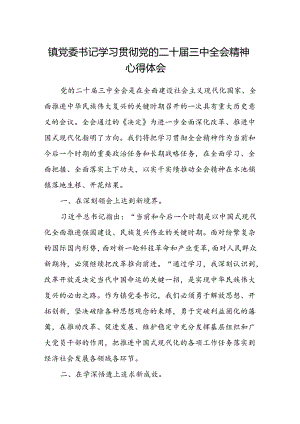 镇党委书记学习贯彻党的二十届三中全会精神心得体会.docx