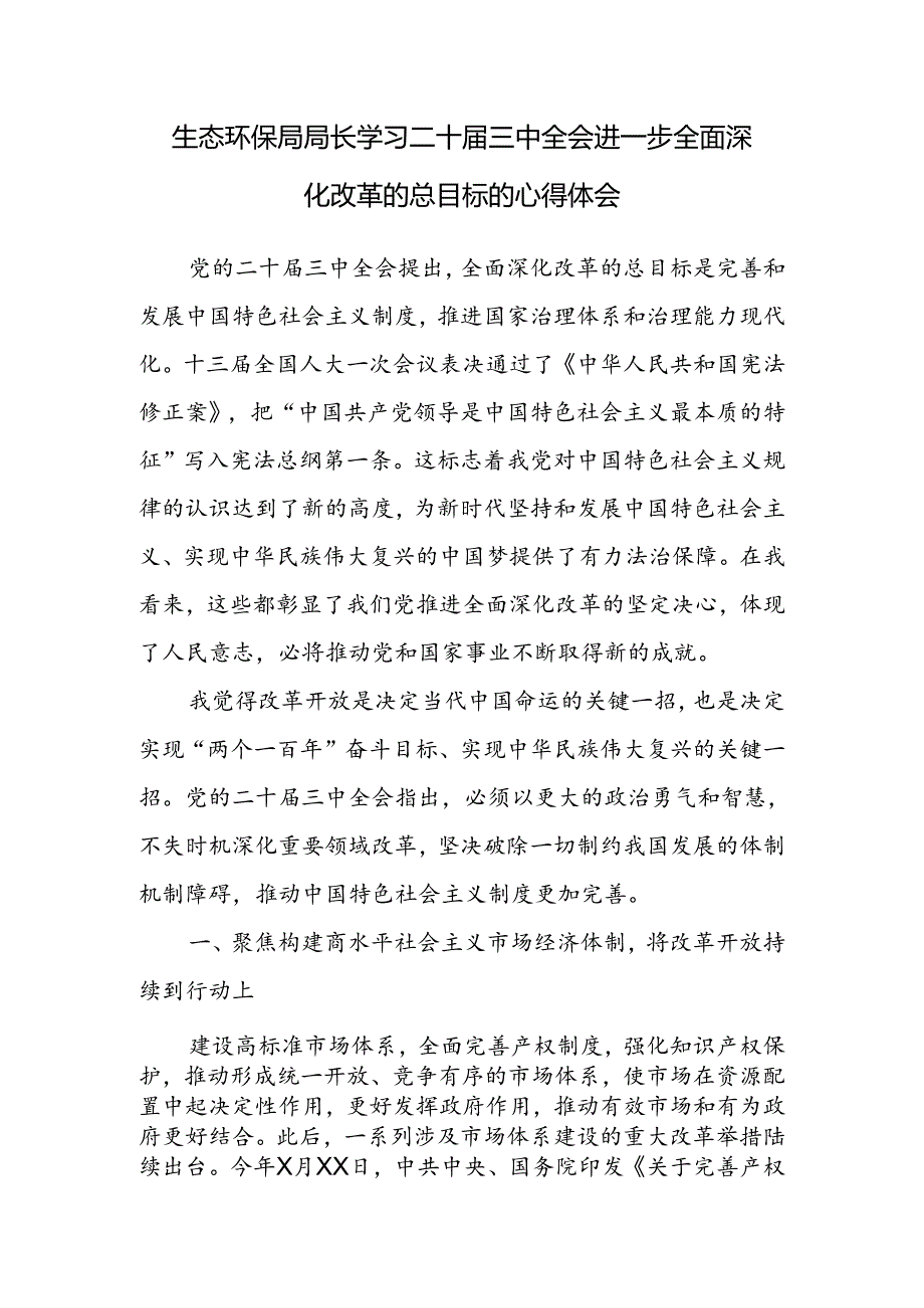生态环保局领导局长学习党的二十届三中全会精神和进一步全面深化改革的总目标研讨发言心得体会2篇.docx_第3页