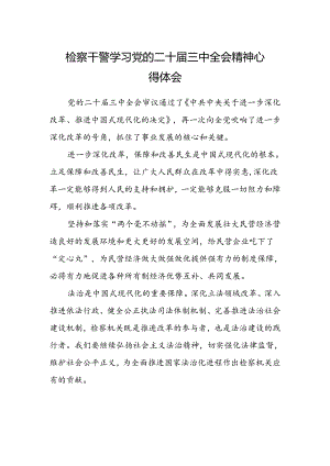检察干警学习党的二十届三中全会精神心得体会.docx