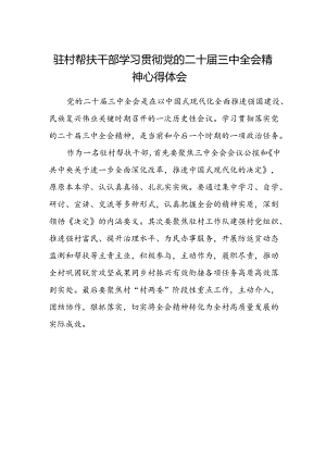 驻村帮扶干部学习贯彻党的二十届三中全会精神心得体会.docx