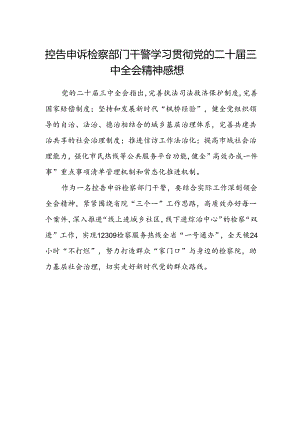 控告申诉检察部门干警学习贯彻党的二十届三中全会精神感想.docx