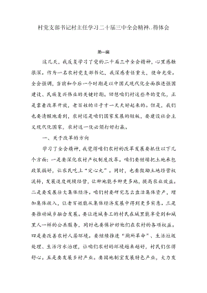 村党支部书记村主任学习二十届三中全会精神心得体会4篇.docx