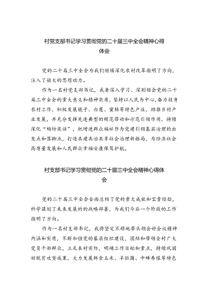 村党支部书记学习贯彻党的二十届三中全会精神心得体会5篇专题资料.docx