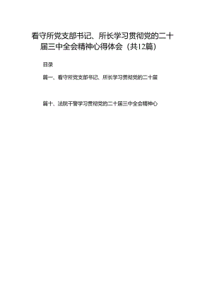 看守所党支部书记、所长学习贯彻党的二十届三中全会精神心得体会（共12篇）.docx