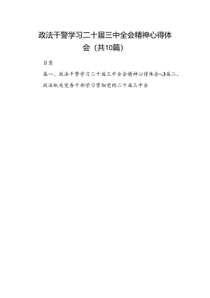 政法干警学习二十届三中全会精神心得体会10篇（详细版）.docx