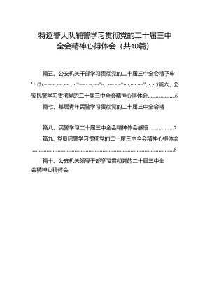 特巡警大队辅警学习贯彻党的二十届三中全会精神心得体会（共10篇）.docx