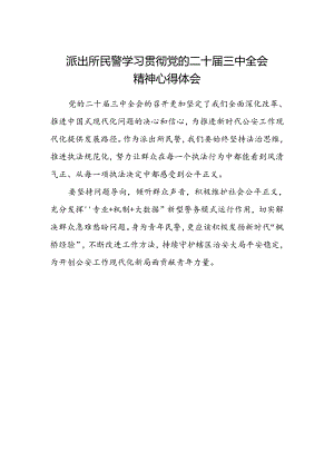 派出所民警学习贯彻党的二十届三中全会精神心得体会 .docx