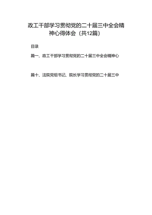 政工干部学习贯彻党的二十届三中全会精神心得体会12篇供参考.docx