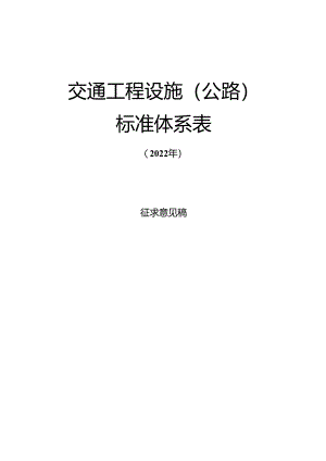 附件1+交通工程设施（公路）标准体系表（2022年）+（征求意见稿）.docx