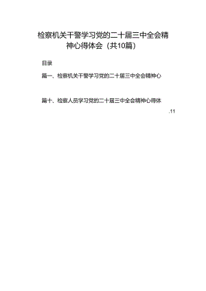 检察机关干警学习党的二十届三中全会精神心得体会10篇（详细版）.docx