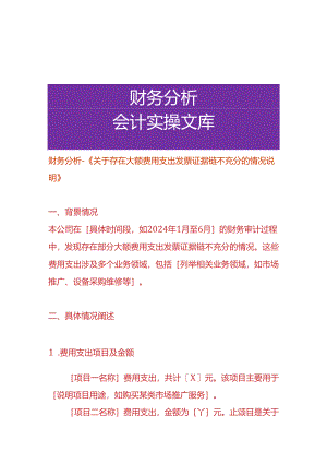 财务分析-《存在大额费用支出票证据链不充分的情况说明》.docx