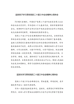 监狱班子学习贯彻党的二十届三中全会精神心得体会（共6篇）.docx