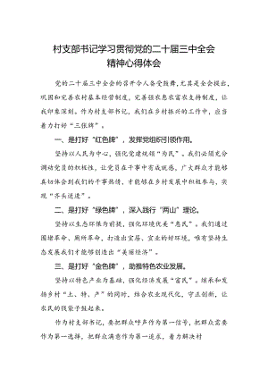 村支部书记学习贯彻党的二十届三中全会精神心得体会.docx