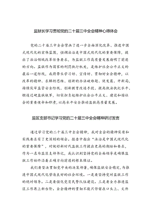 监狱长学习贯彻党的二十届三中全会精神心得体会5篇（详细版）.docx