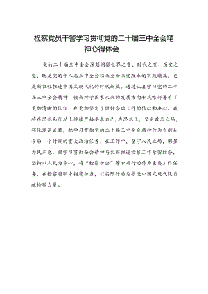 检察党员干警学习贯彻党的二十届三中全会精神心得体会.docx