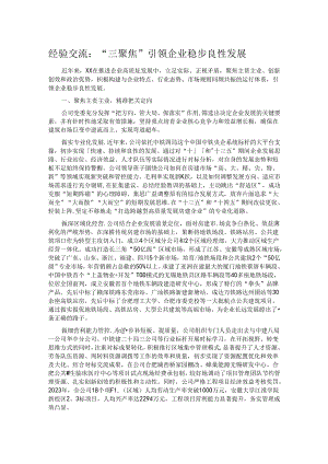 经验交流：“三聚焦”引领企业稳步良性发展.docx