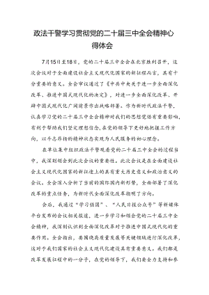 政法干警学习贯彻党的二十届三中全会精神心得体会.docx