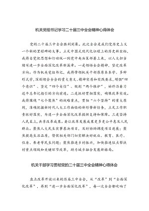 机关党组书记学习二十届三中全会精神心得体会5篇（最新版）.docx