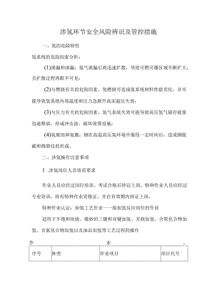 涉氢环节安全风险辨识及管控措施.docx