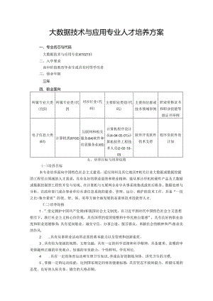 职业技术学校大数据技术与应用专业人才培养方案.docx