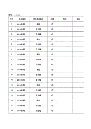 劳保用品发放记录（科技有限公司）.docx