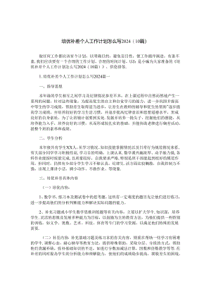 培优补差个人工作计划怎么写2024（10篇）.docx