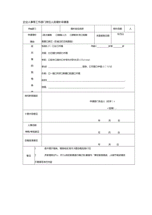 企业人事部工作部门岗位人员增补申请表.docx