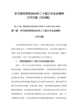 学习宣传贯彻2024年二十届三中全会精神工作方案（25篇）.docx