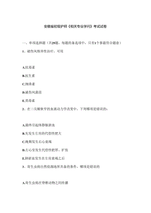 安徽省初级护师相关专业知识考试试卷.docx