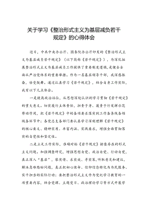 关于《整治形式主义为基层减负若干规定》学习感悟七篇.docx