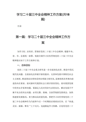 学习二十届三中全会精神工作方案（18篇）.docx