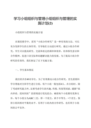 学习小组组织与管理小组组织与管理的实施计划.docx